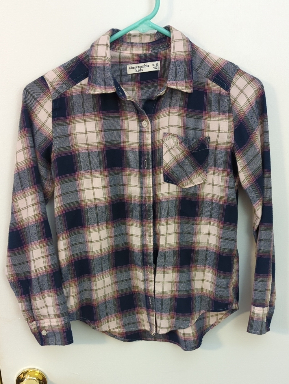 abercrombie kids Pink & Navy Plaid Button-Down Shirt